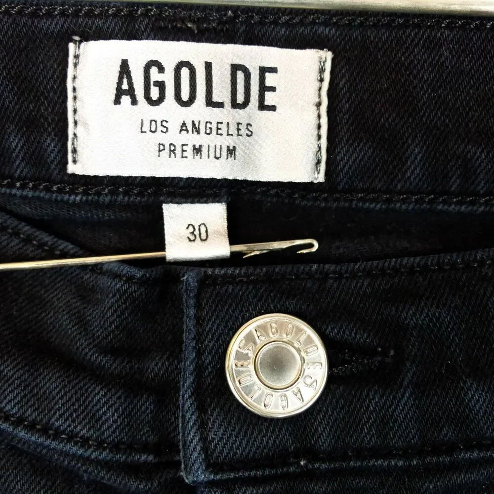 AGOLDE Jeans Mens 30x30.5 Black Distressed Ripped Skinny A606-2071 Punk Grunge